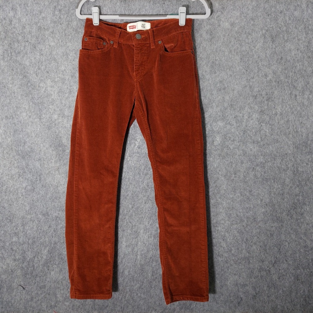 Levis 511 Girl Pants 14 Corduroy Straight Stretch Rust Pockets Mod Boho Preppy